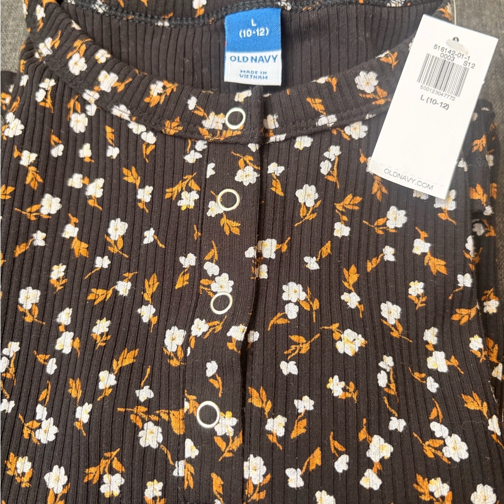 Old Navy Black Floral Long Sleeve Blouse